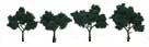 TR1505 Dark Green 2"- 3"(4 pkg) Ready Made Realistic Trees (O Scale) (Click for larger picture)