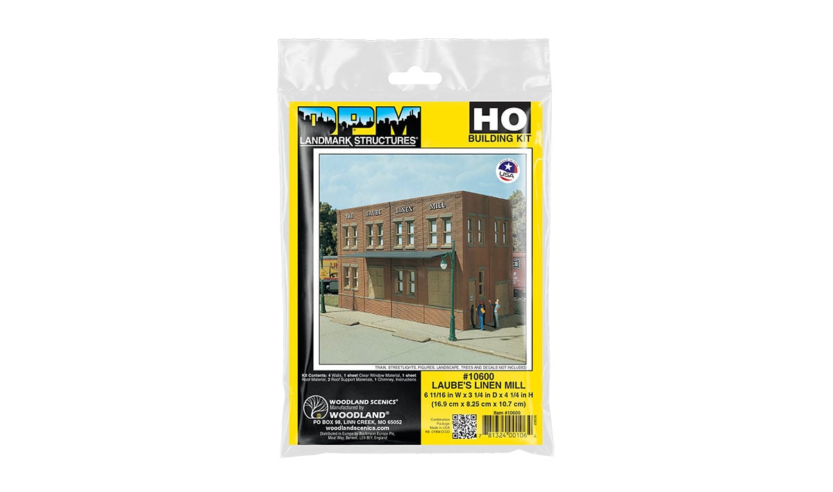 Laube's Linen Mill - HO Scale Kit - Figures, decals, landscape and accessories sold separately