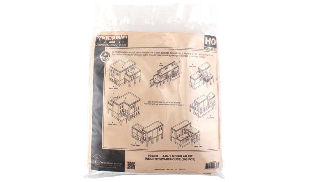 4-in-1 Modular Kit - HO Scale - Build a building approximately 11 1/2" w x 8 1/2" d x 7" h (29
