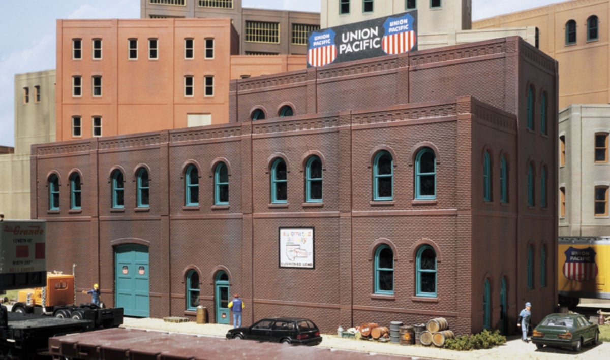 Arched Window Industrial Building - HO Scale Kit - Build 1 of our 3 designs or build your own 
&bull;Footprint - 11 5/16" w x 8 9/16" d x 6 3/4" h (28