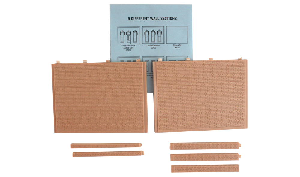 Blank Wall - Two wall sections and five pilasters per package
Each section is 4 1/8" w x 3 1/16" h (10