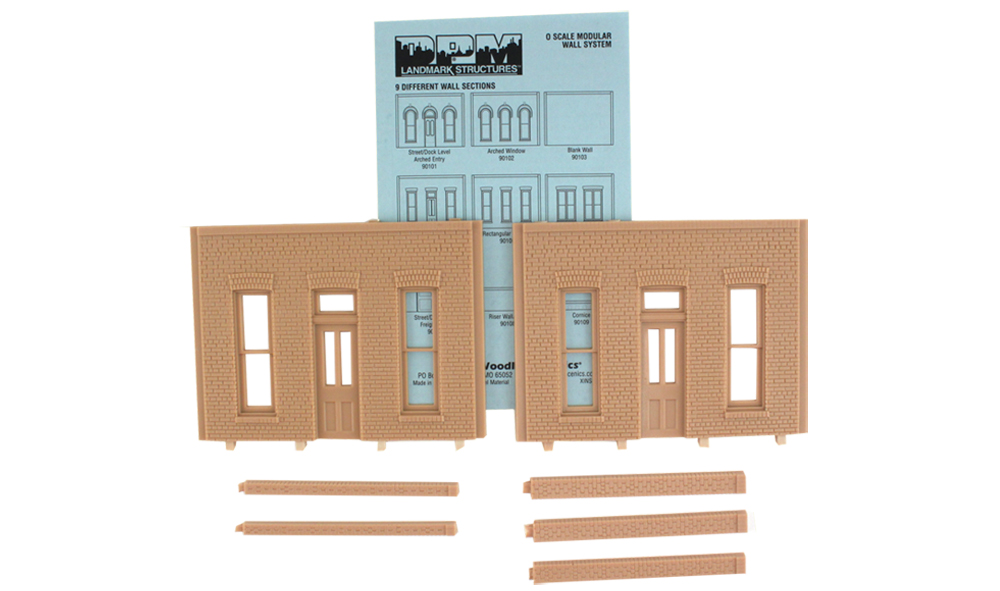 Street/Dock Level Rectangular Entry - Two wall sections and five pilasters per package
Each section is 4 1/8" w x 3 1/16" h (10