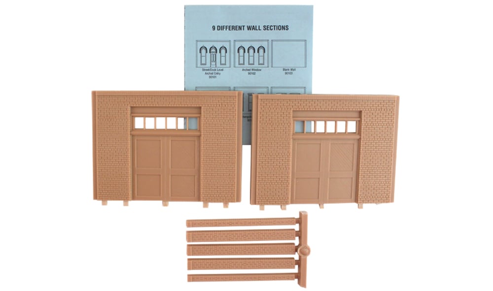 Street/Dock Level Freight Door - Two wall sections and five pilasters per package
Each section is 4 1/8" w x 3 1/16" h (10