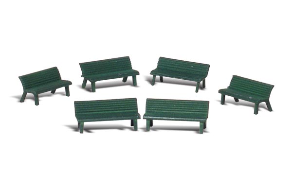 Park Benches - HO Scale - A set of green park benches
