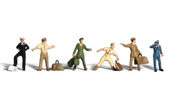 Uniformed Travelers - HO Scale - A set of different men in uniform