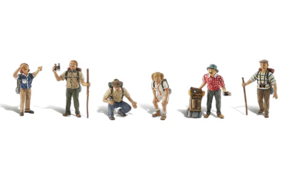 Take a Hike - HO Scale - The perfect addition for the wilderness area of your layout- six backpackers in various stages of plotting a course and gearing up for their hike