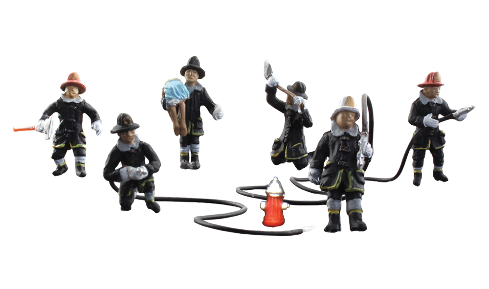 Rescue Firefighters - HO Scale - Six Firefighters to the rescue! They come in various action poses, fighting fires and saving lives