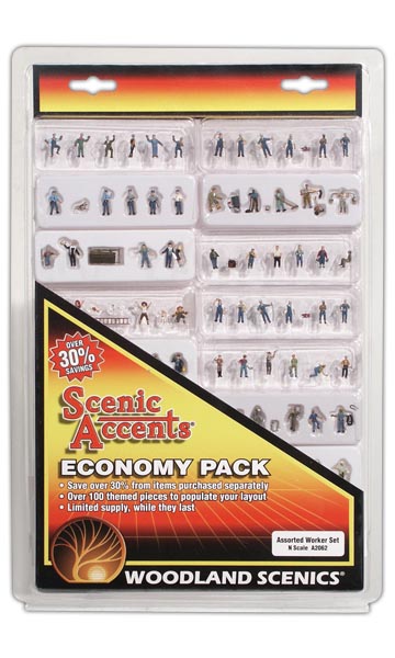 Economy Pack - Assorted Worker Set - N Scale - More than 100 themed figures, animals and accessories to create multiple scenes on any layout