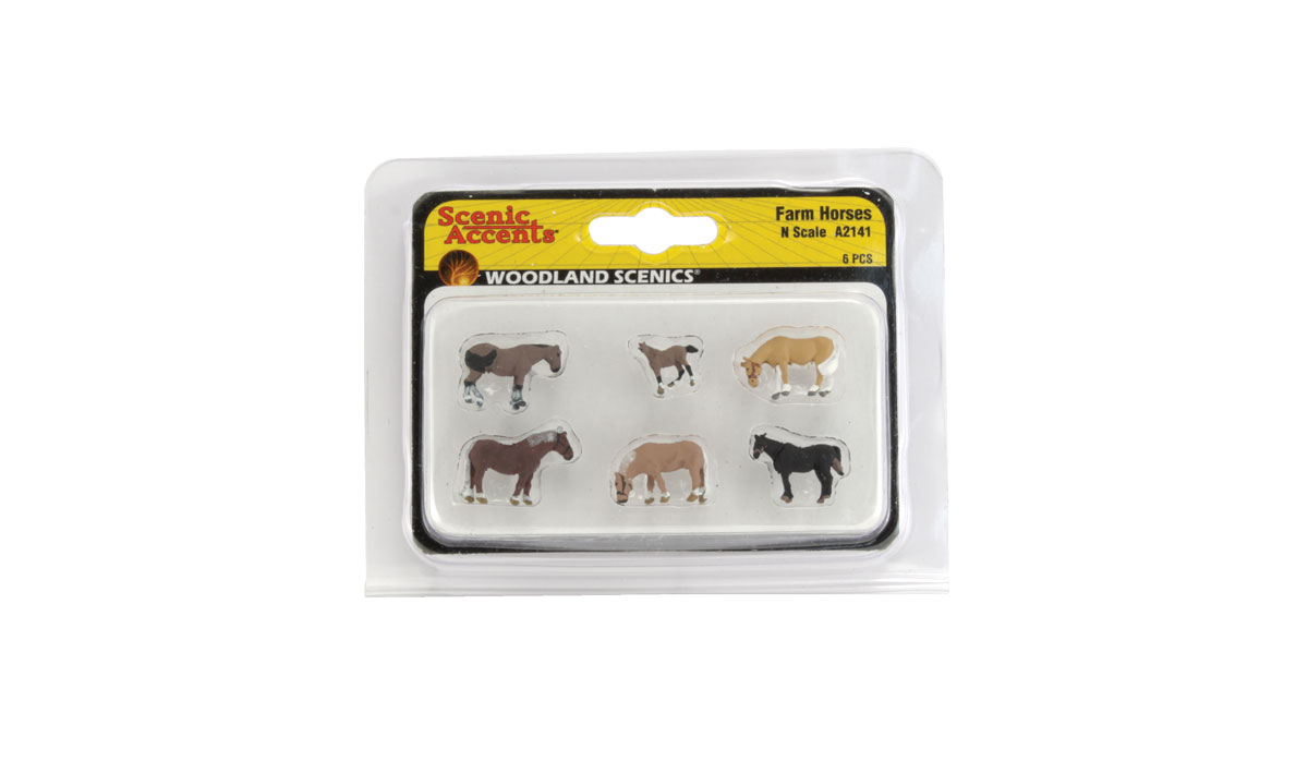 Farm Horses - N Scale - These adult horses and a foal are of heavy farm stock