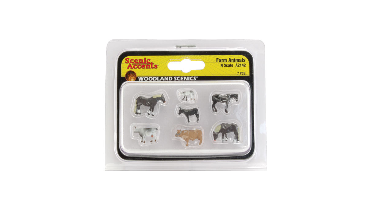 Farm Animals - N Scale - A great mixture of farm animals including cows, a donkey and horses