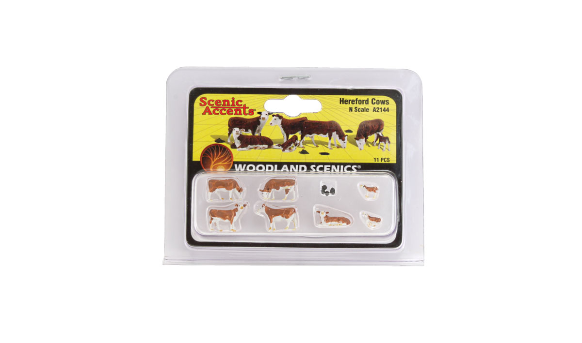 New Woodland N Scale Hereford Cows Train Figures A2144 