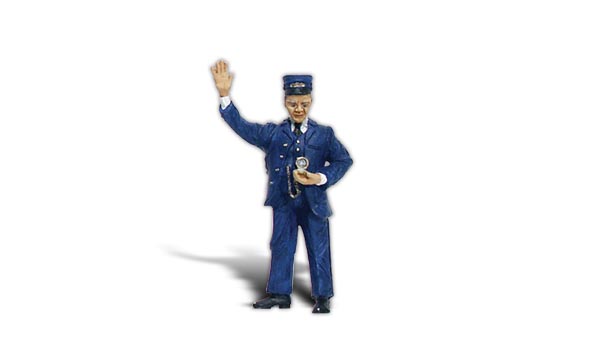 Clyde the Conductor - G Scale - The conductor checks his pocket watch and signals to board