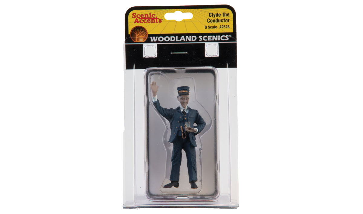 Clyde the Conductor - G Scale - The conductor checks his pocket watch and signals to board