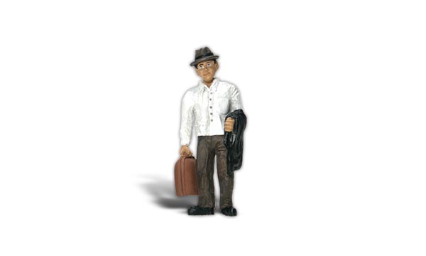 Tom Traveler - G Scale - This traveler is packed and ready to go with his coat and hat