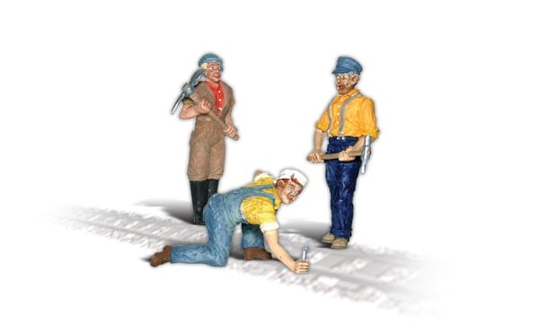 Spike, Neil & Ty - G scale - These track workers are setting new ties