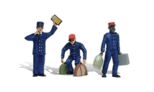 All Aboard - G Scale - Remnants of the good old days: two porters and a conductor singing &ldquo;all aboard!&rdquo;
Set contains 5 pieces