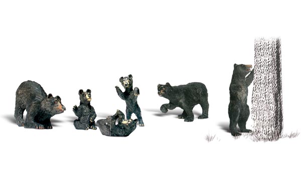 Black Bears - O Scale - Black bears- cubs and adults in various poses