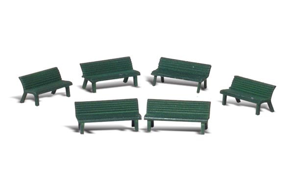 Park Benches - O Scale - Set of benches ready for your layout residents to sit and enjoy the park, wait for the bus or place anywhere else you would find seated pedestrians