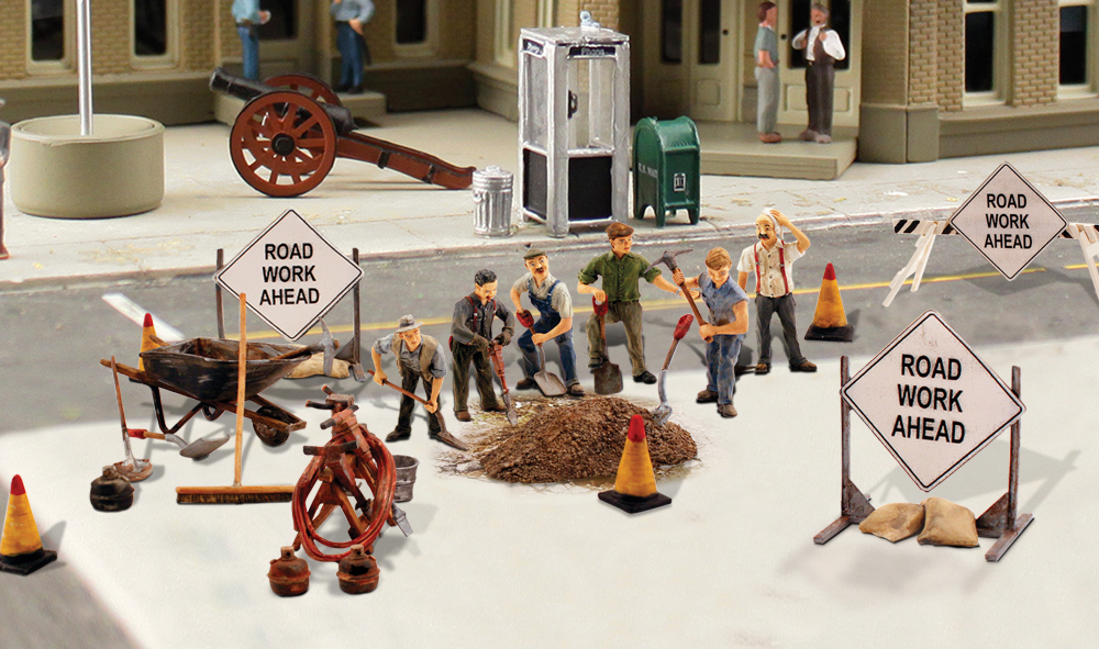 Road Crew - O Scale - Road crews work constantly installing sewer lines, building roads and filling potholes