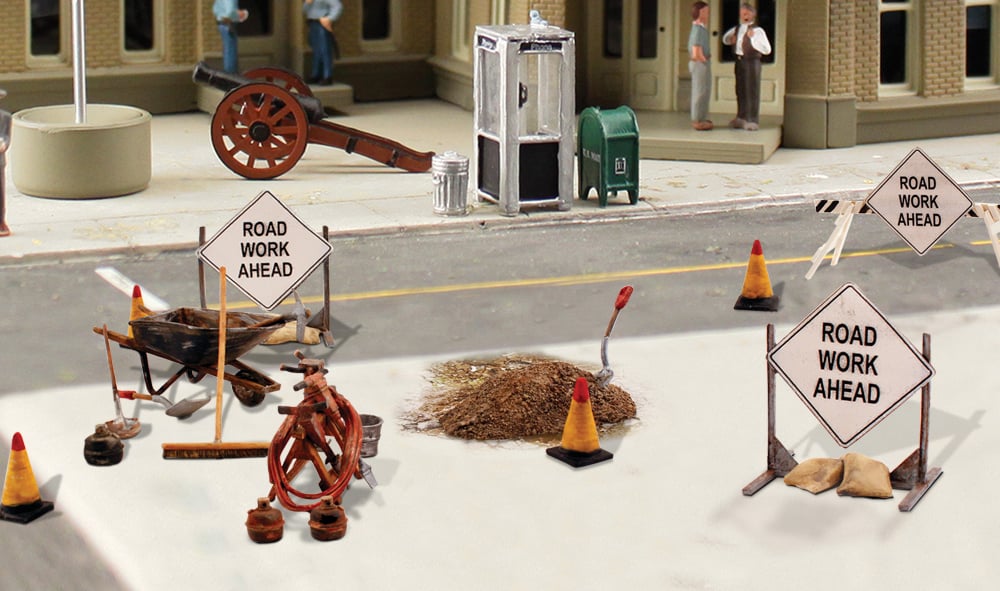 Road Crew Details - O Scale - Road repair is an ongoing activity throughout American communities