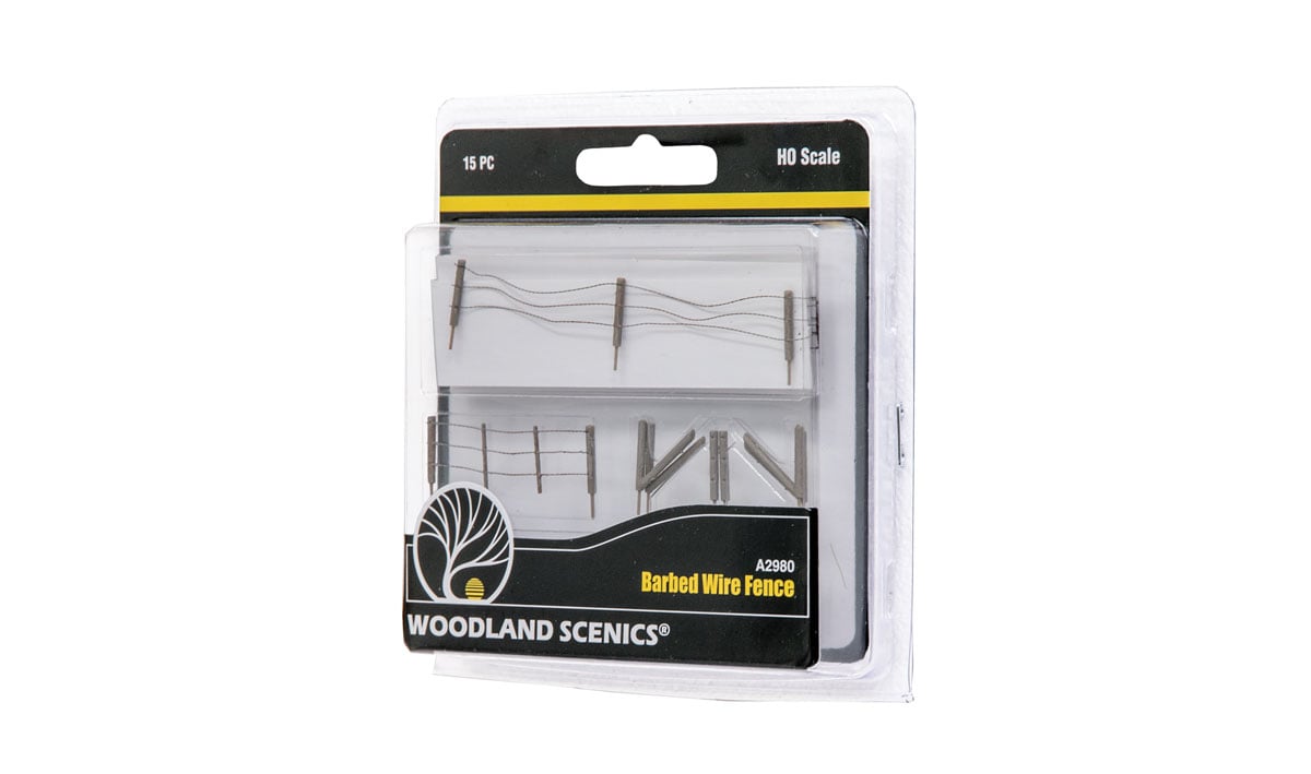 Barbed Wire Fence - HO Scale - Line the edge of a pasture with handmade, pre-strung HO scale Barbed Wire Fence