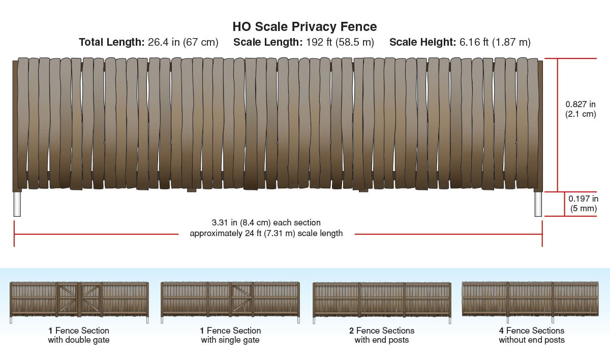 Privacy Fence - HO Scale - Add character to any scene with hand-painted and authentically weathered HO scale Privacy Fence