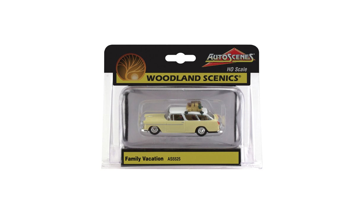 Family Vacation - HO Scale - The family has loaded up the station wagon and is ready to hit the road for a fun-filled vacation