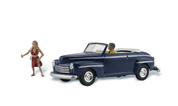 Hitchin' A Ride - HO Scale - This cutie is hitchin&rsquo; more than a ride, and the guy is all-too-happy to help her out!
Set contains 3 pieces