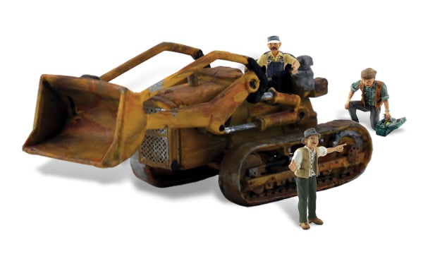 Fritz's Front Loader - HO Scale - These three guys are ready to do some heavy lifting around your layout with their equipment