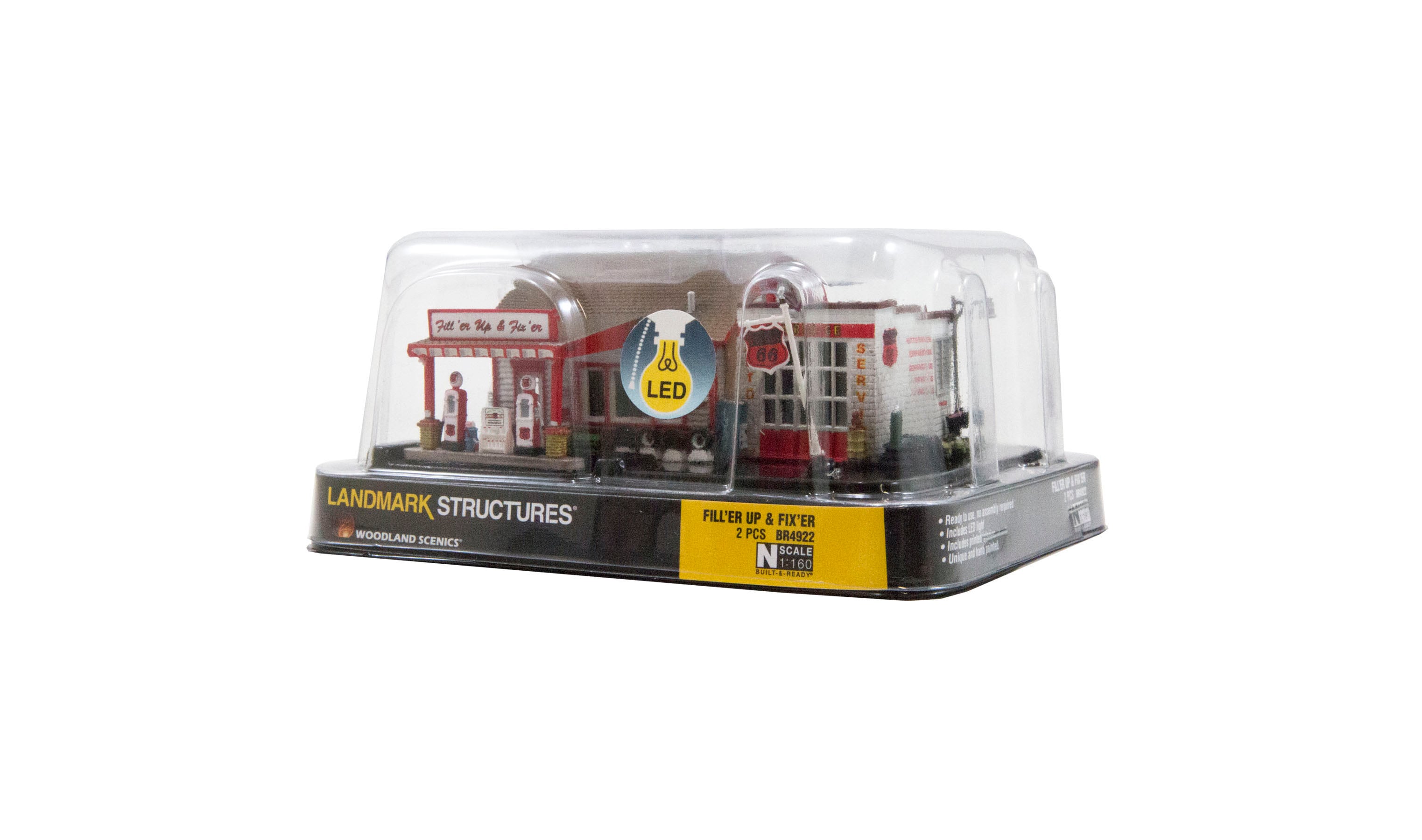 thumbnail interactive-video image 1 of Woodland Scenics Built & Ready Fill'er Up & Fix'er – N Scale Gas Station (1:160) – BR4922 1 of 2