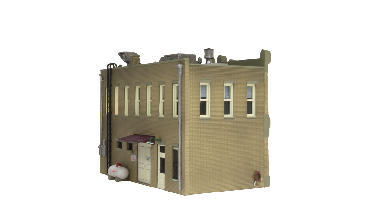 Municipal Building - N Scale - The Municipal Building is a two-story brick-patterned city hall and police station with a printed interior