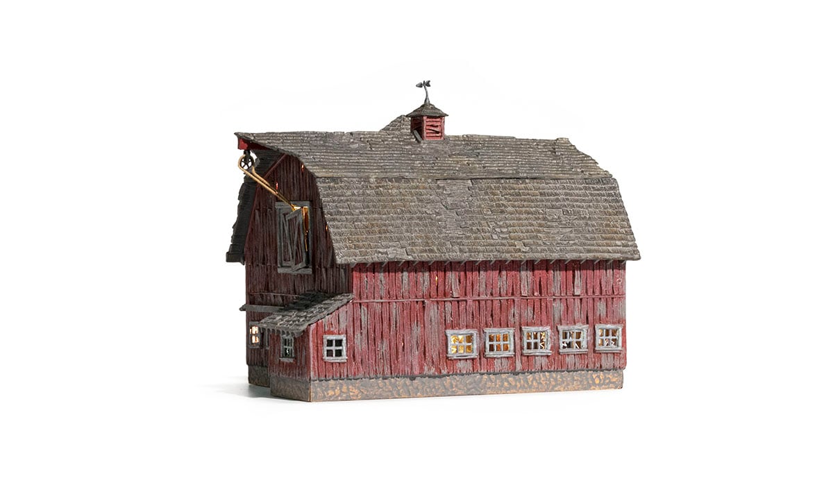 Old Weathered Barn - N Scale - Old Weathered Barn is a stunning representation of a traditional gambrel barn with a concrete silo