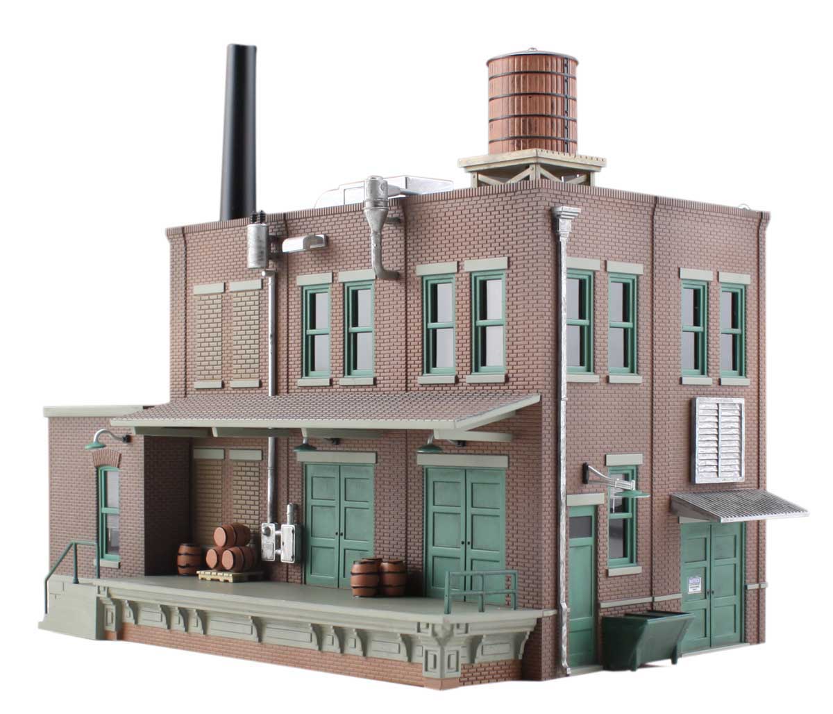 Clyde & Dale's Barrel Factory - HO Scale - This old beer barrel factory features a definitive architectural design and natural weathering