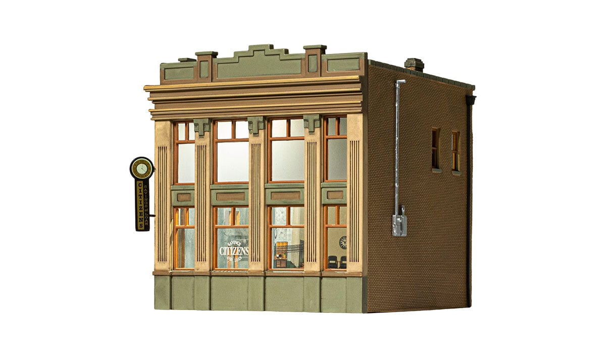 Citizens Savings and Loan - HO Scale - The local hometown thrift institution assists your layout residents with basic passbook savings accounts, investing and loaning folks cash to plant crops, open small businesses and buy their home
