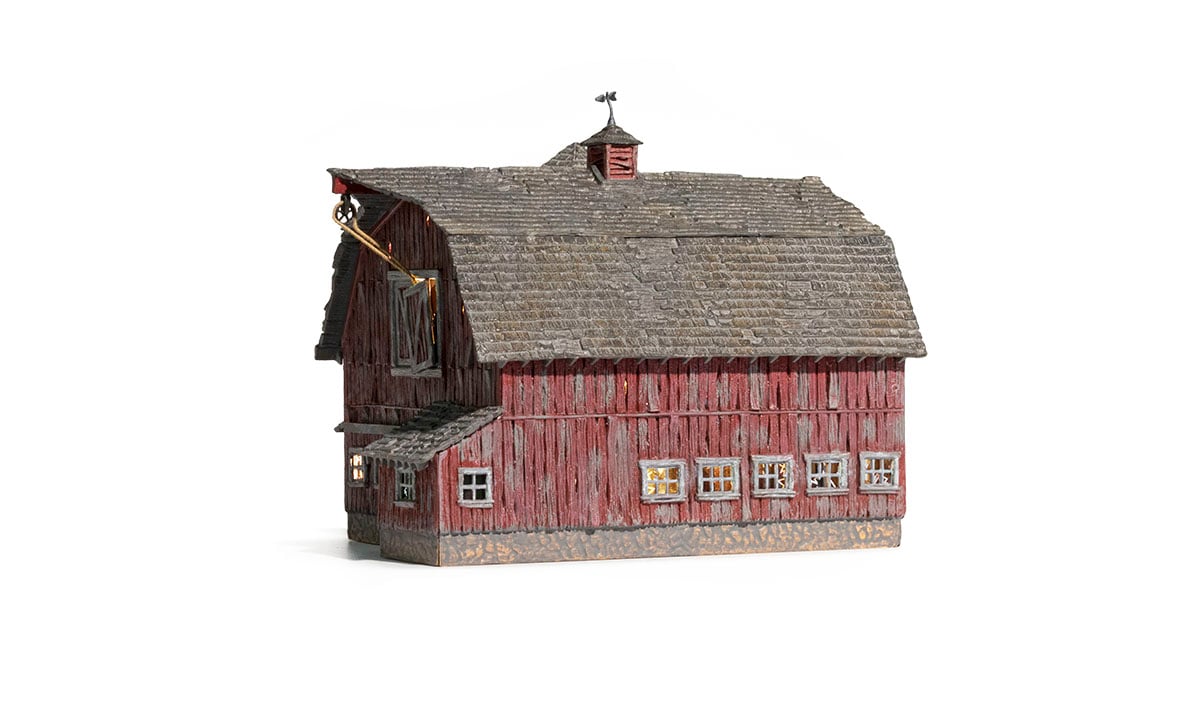 Old Weathered Barn - HO Scale - Old Weathered Barn is a stunning representation of a traditional gambrel barn with a concrete silo