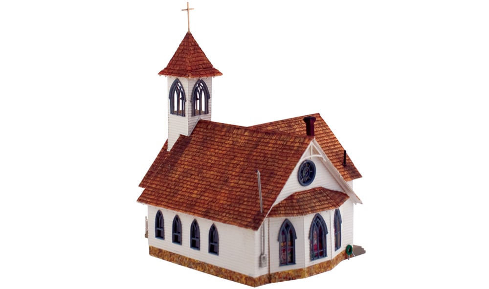 Community Church - HO Scale - Double doors welcome congregation members to this elegantly simple church