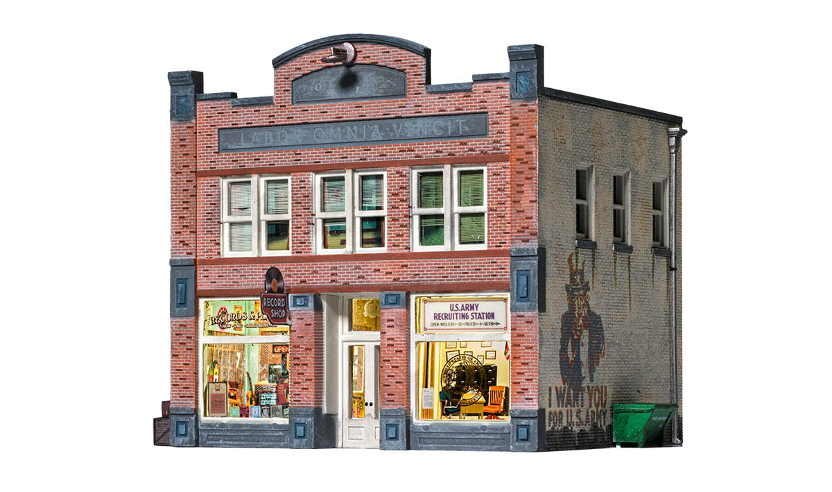 Records & Recruiting - O Scale - Whether you seek vinyl or valor, this O scale Built-&-Ready building is the place for you