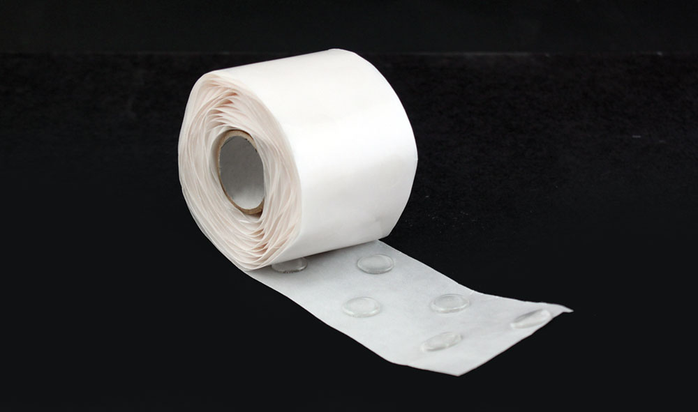 Sticky Spots<sup>™</sup> - This high-tack, round, multi-sided adhesive yields instant placement on smooth and textured surfaces