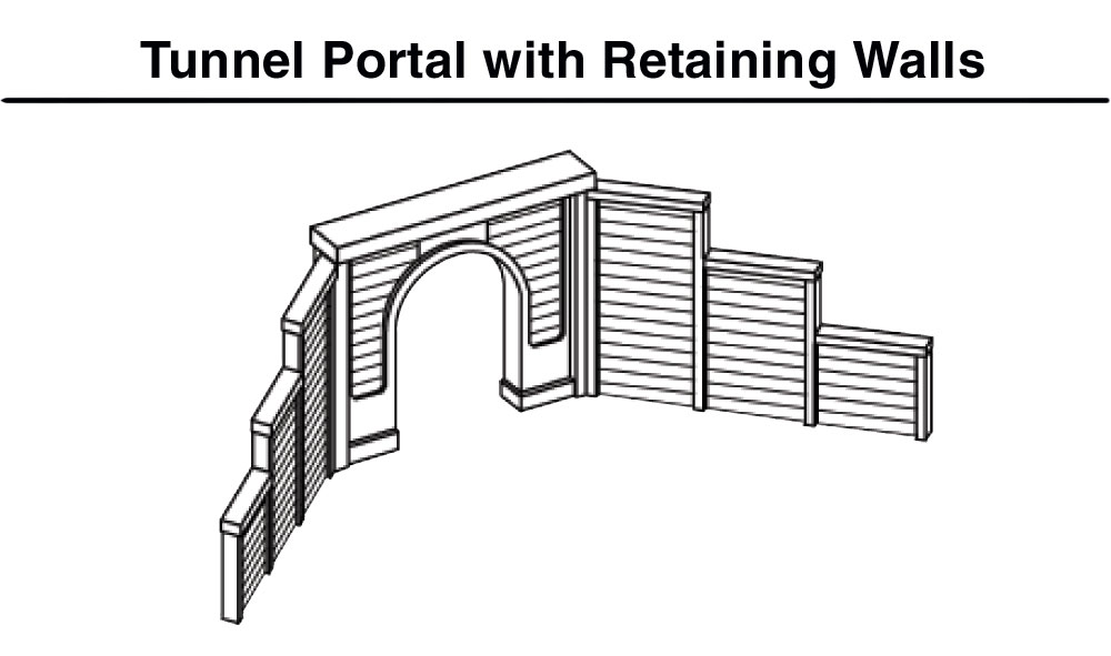 Concrete Single Portal - HO Scale  - Add a concrete tunnel portal over any HO scale track