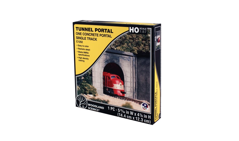 Concrete Single Portal - HO Scale  - Add a concrete tunnel portal over any HO scale track