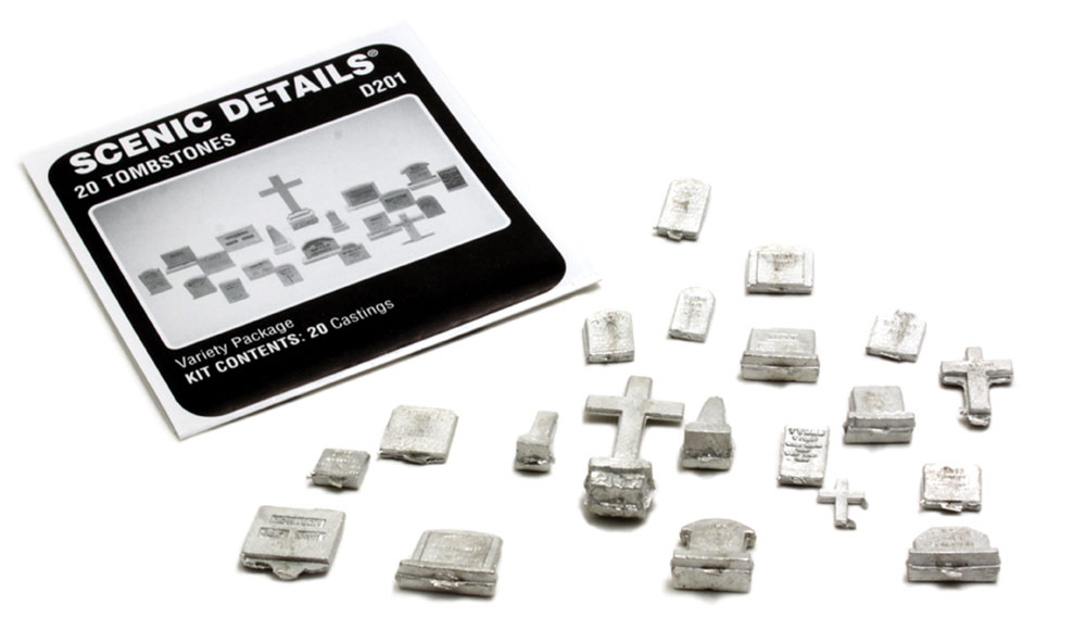 20 Tombstones HO Scale Kit - Add these tombstones to your layout