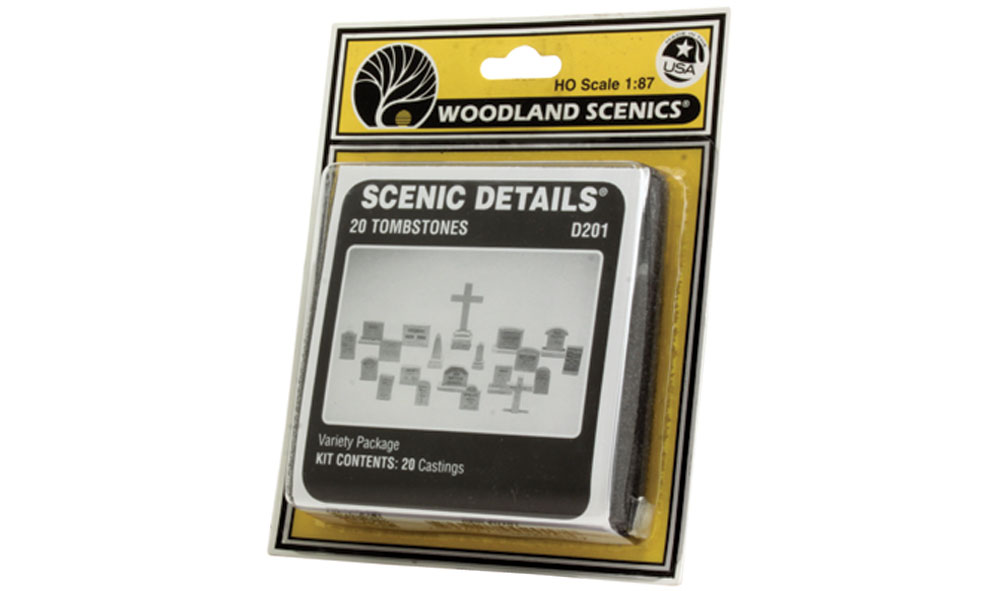 20 Tombstones HO Scale Kit - Add these tombstones to your layout