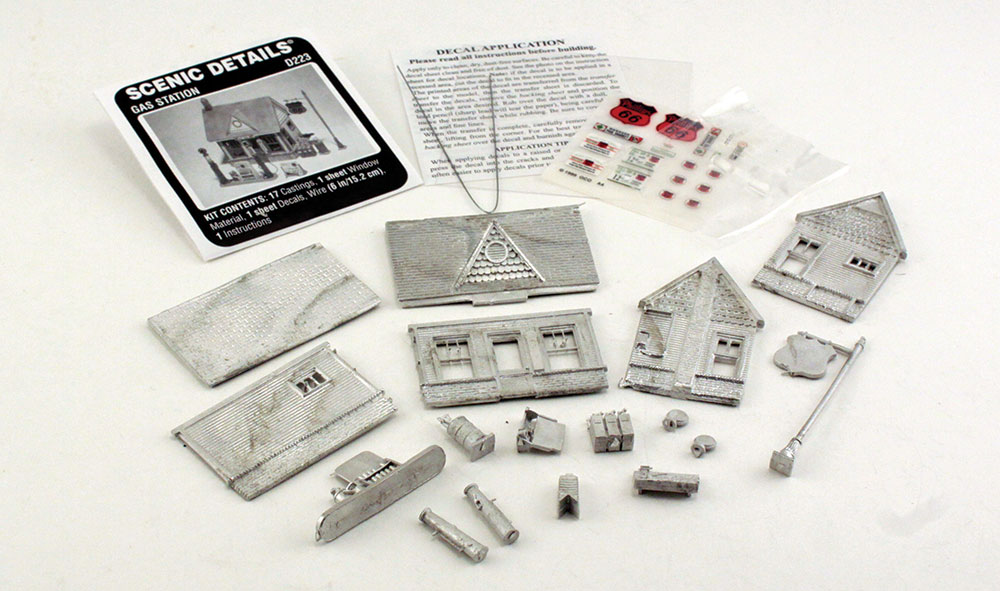 Gas Station HO Scale Kit - This is a model of early gas stations when customer service included a full tank, washed windows and a smile
