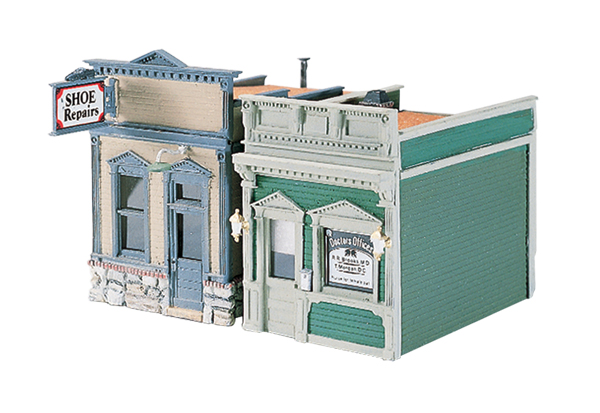 Doctor's Office & Shoe Repair HO Scale Kit - These buildings look great side-by-side on busy city streets