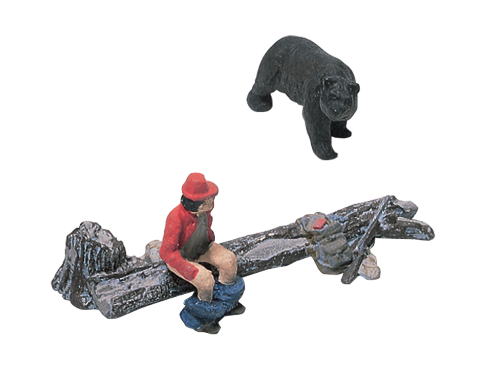 Bare Hunter HO Scale Kit - Here's a whimsical look at an unfortunate woodsman