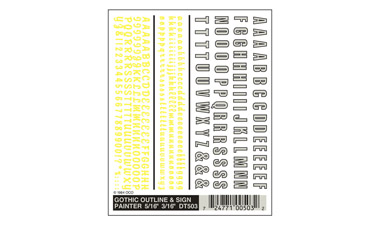 WOODLAND SCENICS DRY TRANSFER DECALS GOTHIC R.R YELLOW