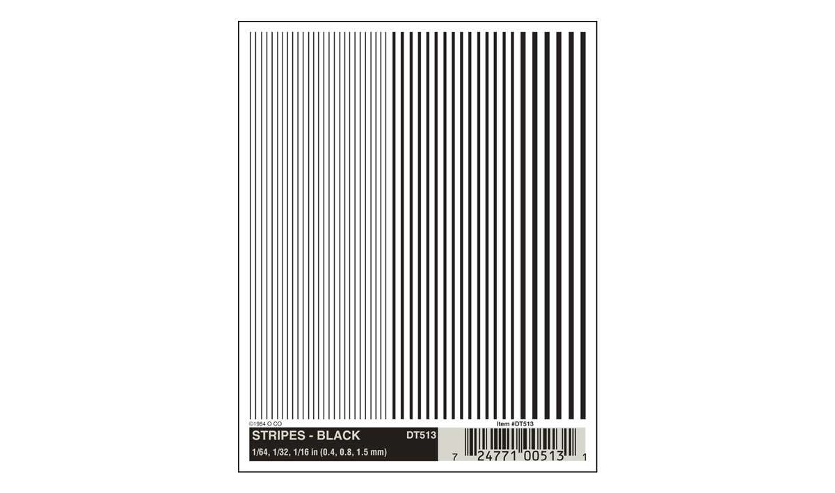 Stripes Black - Font sizes: 1/64", 1/32", 1/16" (0