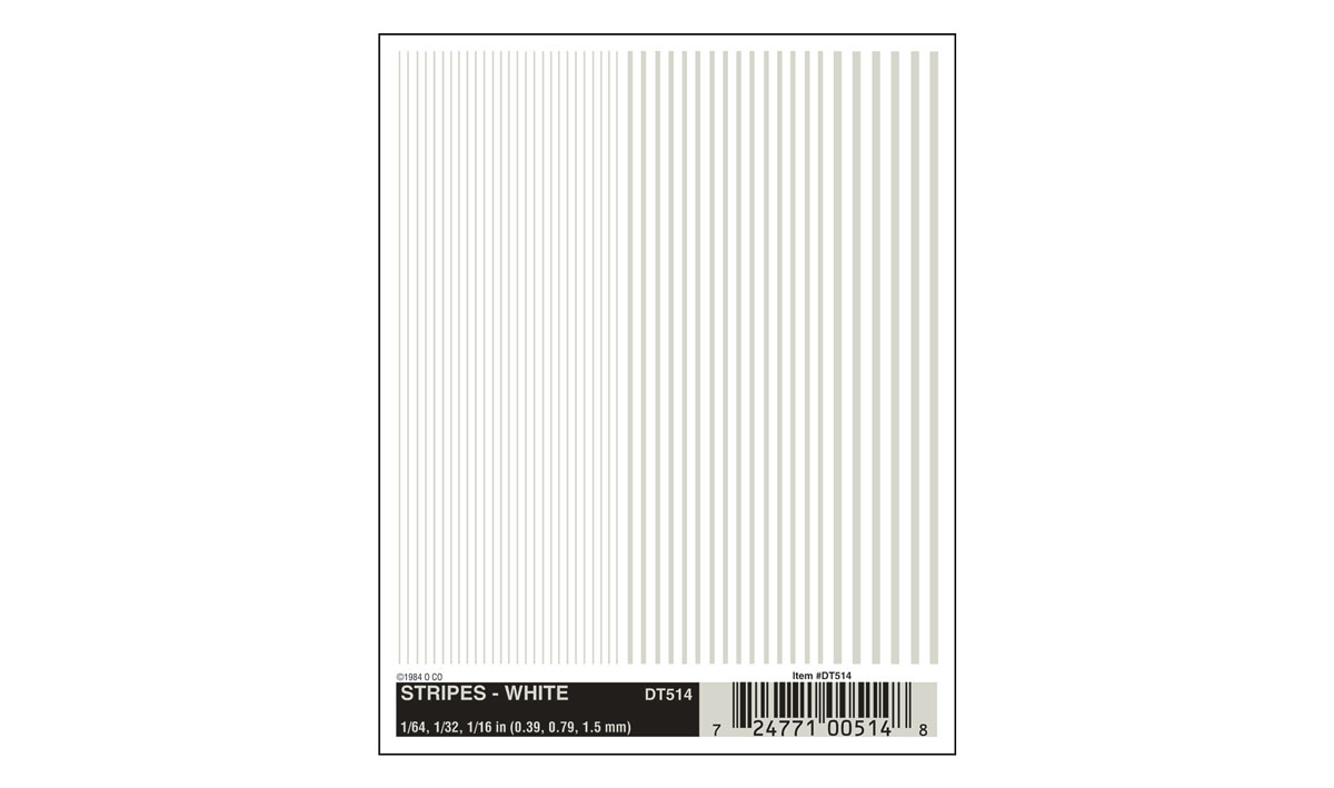 Stripes White - Font sizes: 1/64", 1/32", 1/16" (0