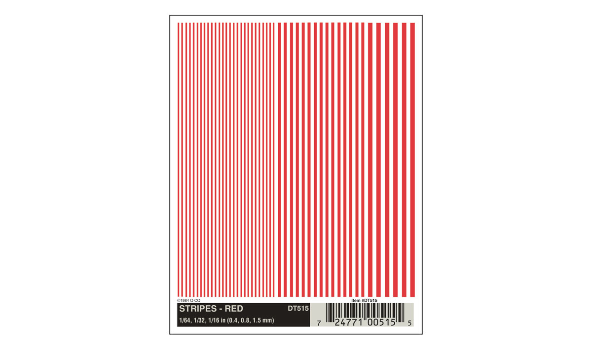 Stripes Red - Font sizes: 1/64", 1/32", 1/16" (0