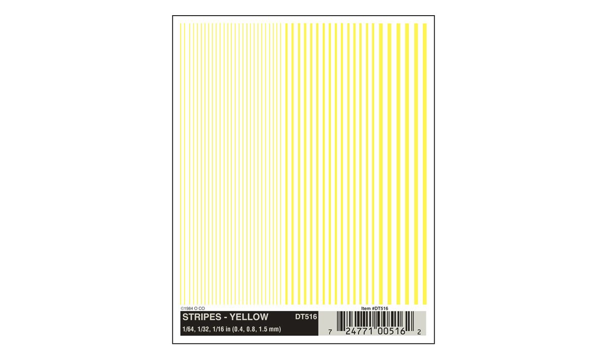 Stripes Yellow - Font sizes: 1/64", 1/32", 1/16" (0